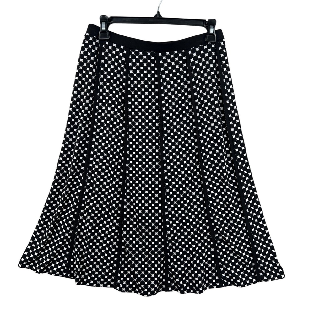 Roz & Ali Mod Retro Polka Dot Skirt Size S Black‎ White Polka Dot Office Stretch
